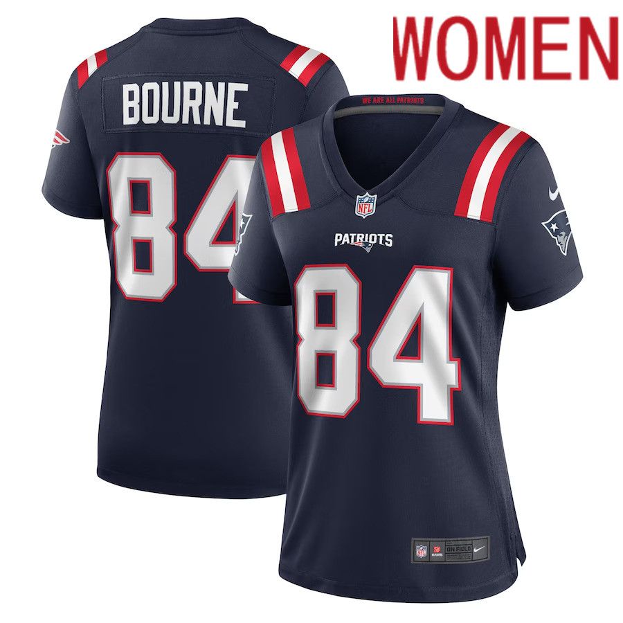 Women New England Patriots #84 Kendrick Bourne Nike Navy Game NFL Jersey